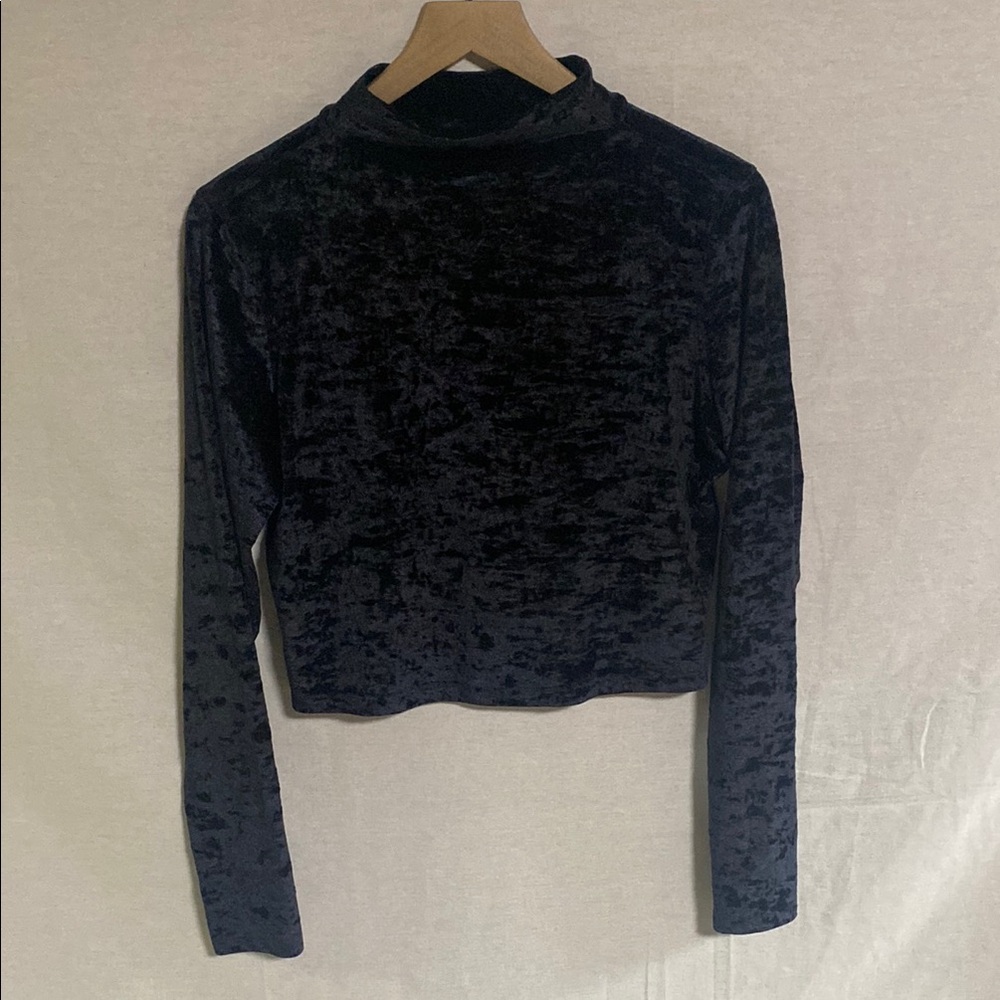 Lululemon Athletica Black Crushed Velvet long sleeve All Aligned Mock Neck